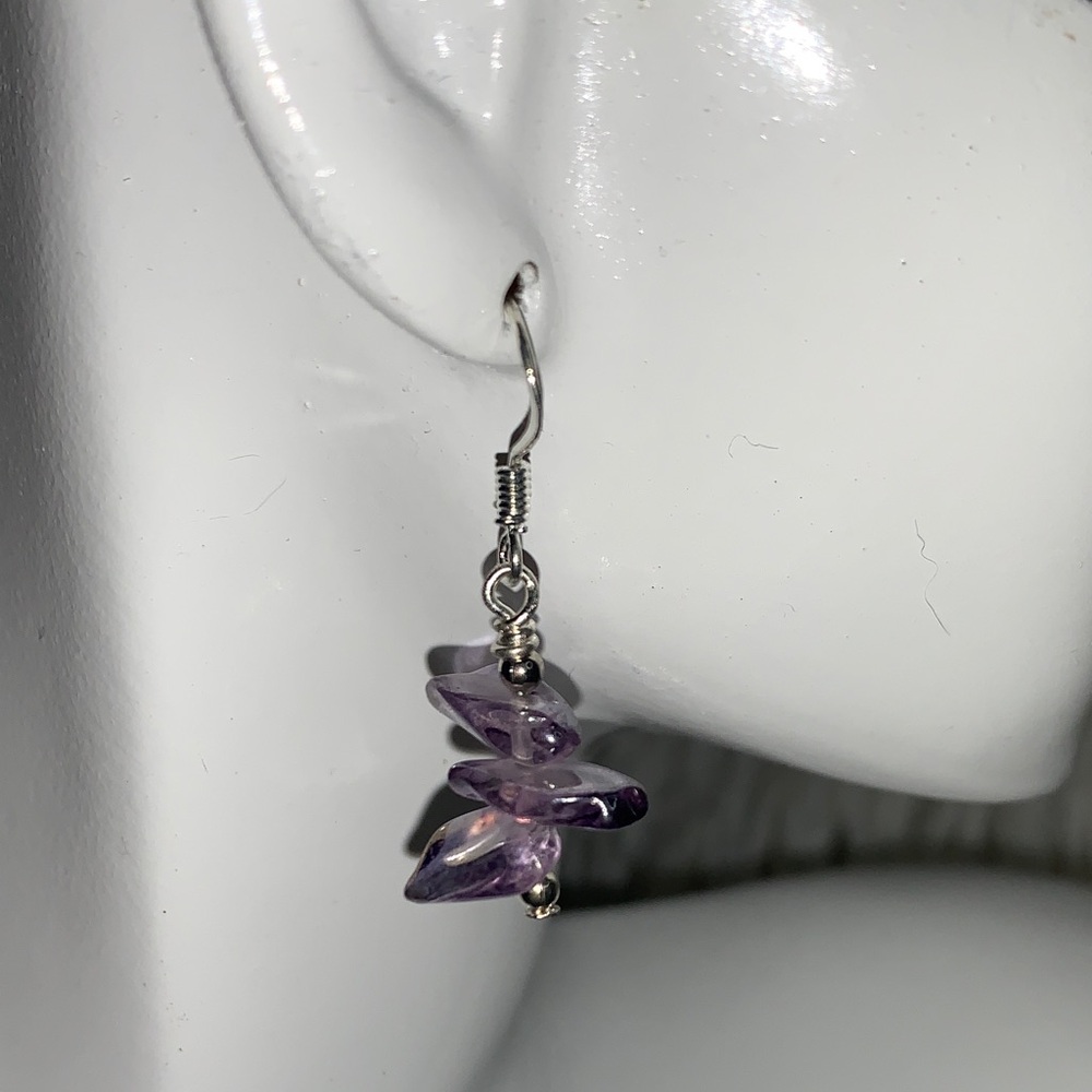 Pulse Amethyst-Tone Stacked Bead Drop Earrings